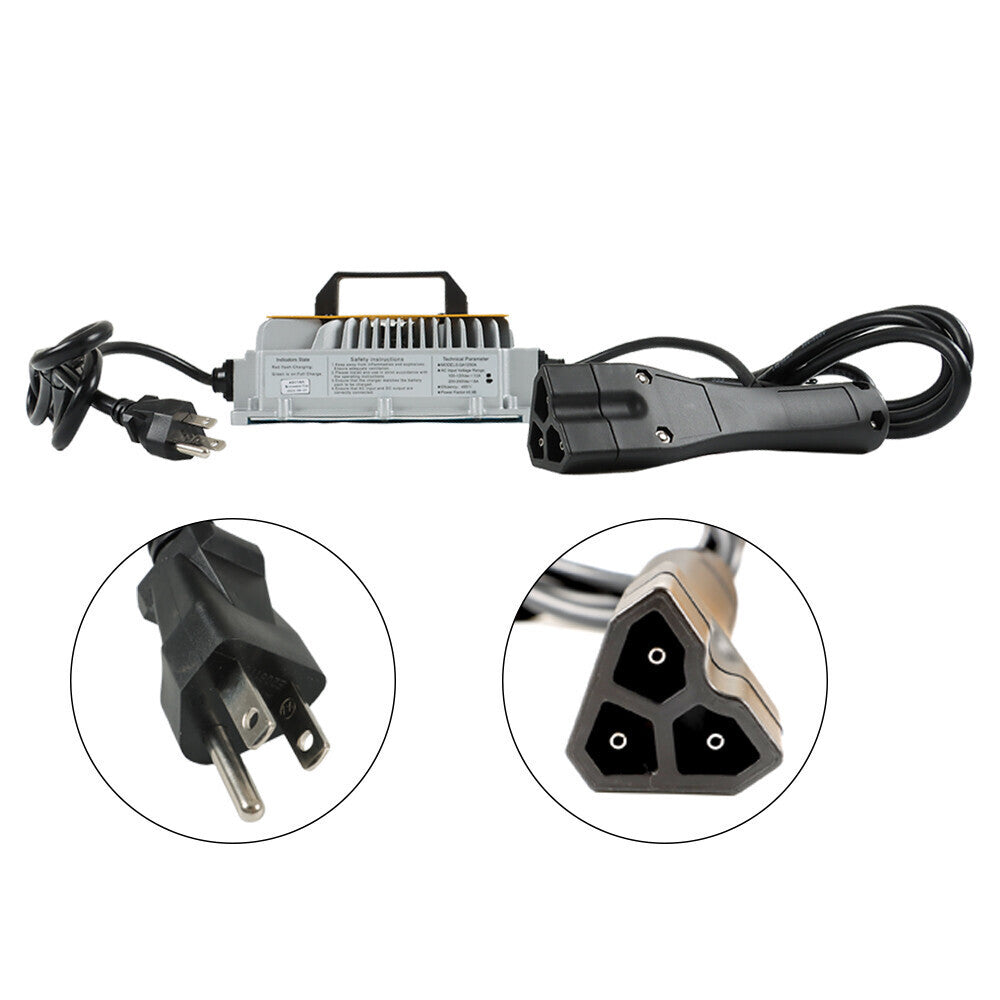 3-Pin Triangular Plug For E-Z-GO TXT/RXV Golf Carts Battery Charger 48V 17A