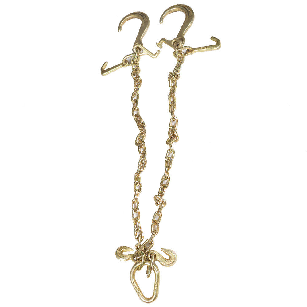 US V-Chain Bridle w/8" Medium J Hooks,T- Hook&J-Hook w/Grab Hooks 5/16''x3' G70