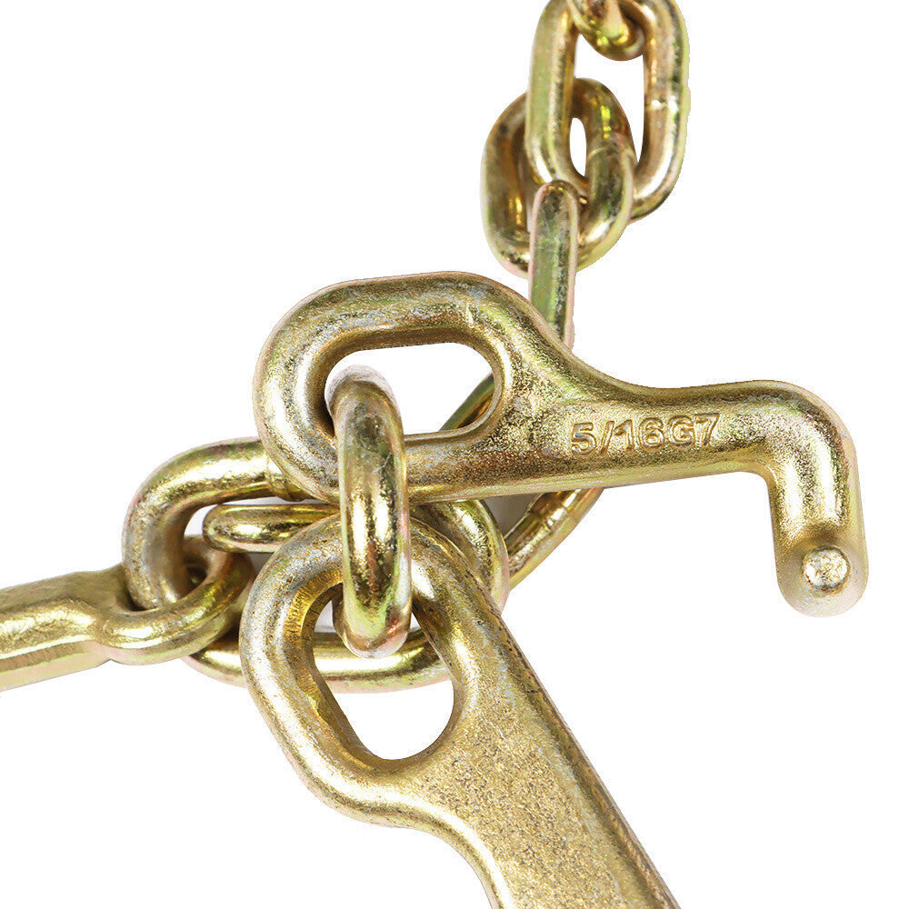 2× G70 V-Chain Bridle w/8" Medium J Hooks,T- Hook&J-Hook w/Grab Hooks 5/16''x3'