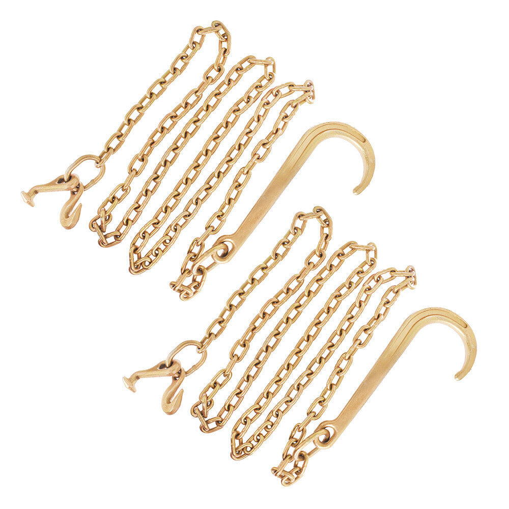 2Pack 5/16 x 10 FT Grade 70 Tow Chain 15" Mini J Hook Recovery Wrecker Axle