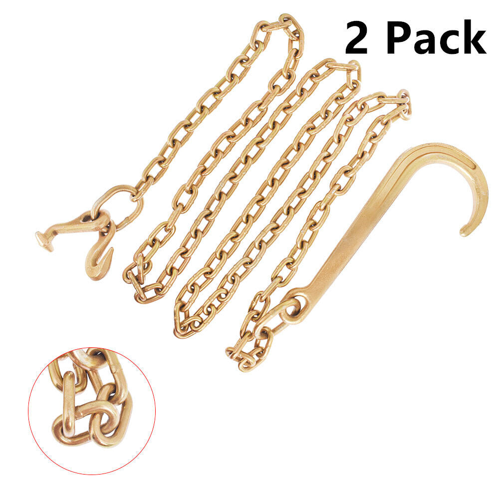 2Pack 5/16 x 10 FT Grade 70 Tow Chain 15" Mini J Hook Recovery Wrecker Axle