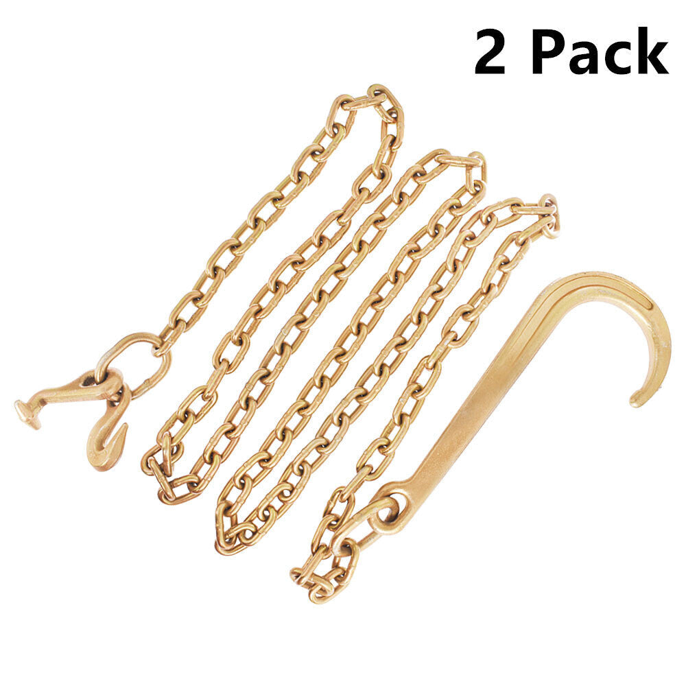 2Pack 5/16 x 10 FT Grade 70 Tow Chain 15" Mini J Hook Recovery Wrecker Axle