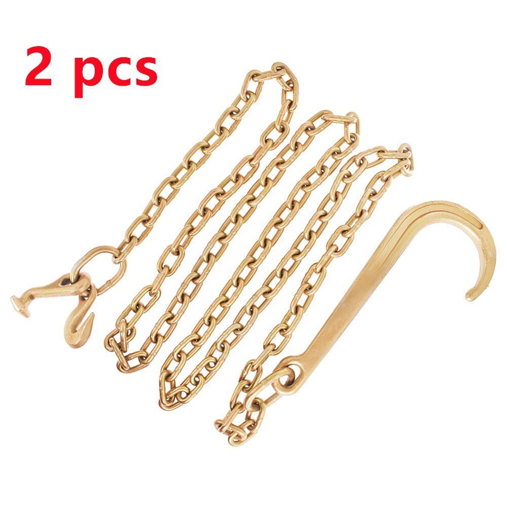 2 PACK 5/16 x 10' Grade 70 Tow Chain 15" Mini J Hook Recovery Wrecker Axle Chain
