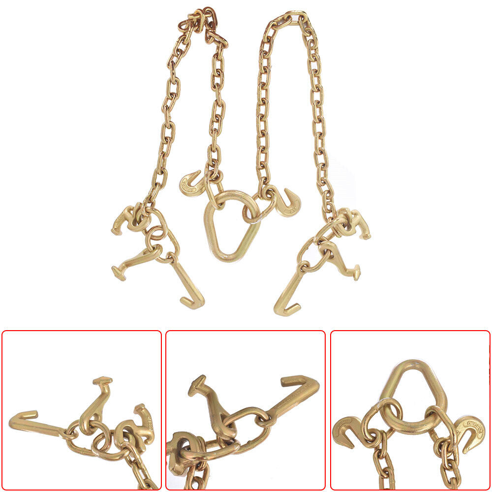 NEW Chain V Bridle w/ RJT Hook Tow Truck Winch Cable Pull Wrecker