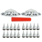 Fits Semi Truck 33mm Spiked Chrome Thread-on Nut Covers ABS Front Axle Cover Kit