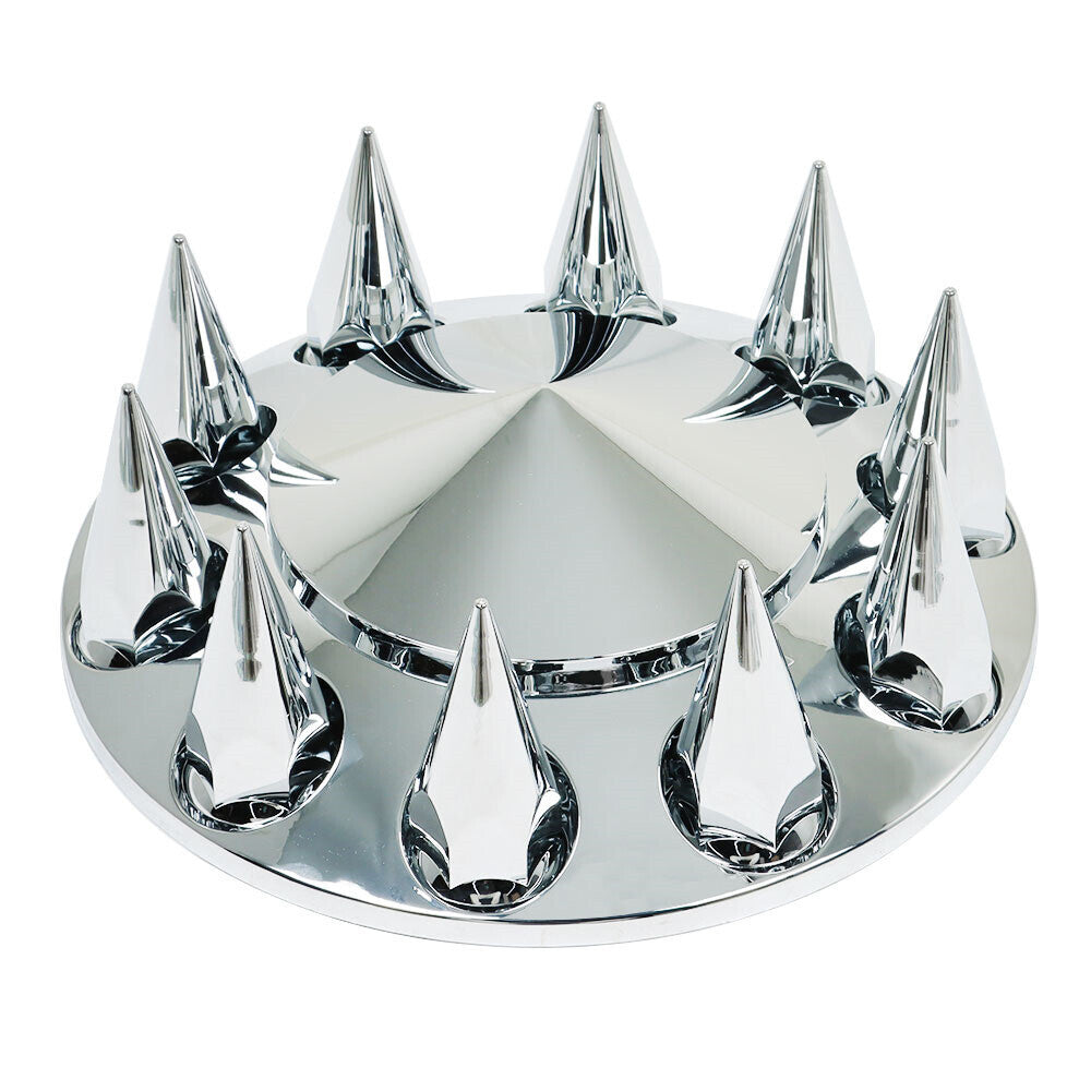 Fits Semi Truck 33mm Spiked Chrome Thread-on Nut Covers ABS Front Axle Cover Kit