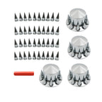 Chrome Semi Trucks Hub Cover Wheel Set Rear 33mm Nut Covers Spike USA