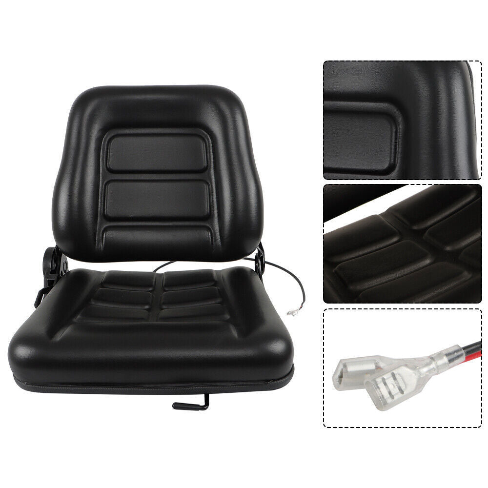 Forklift Seat Fold Down Tractor Seat with Adjustable Angle Back Universal