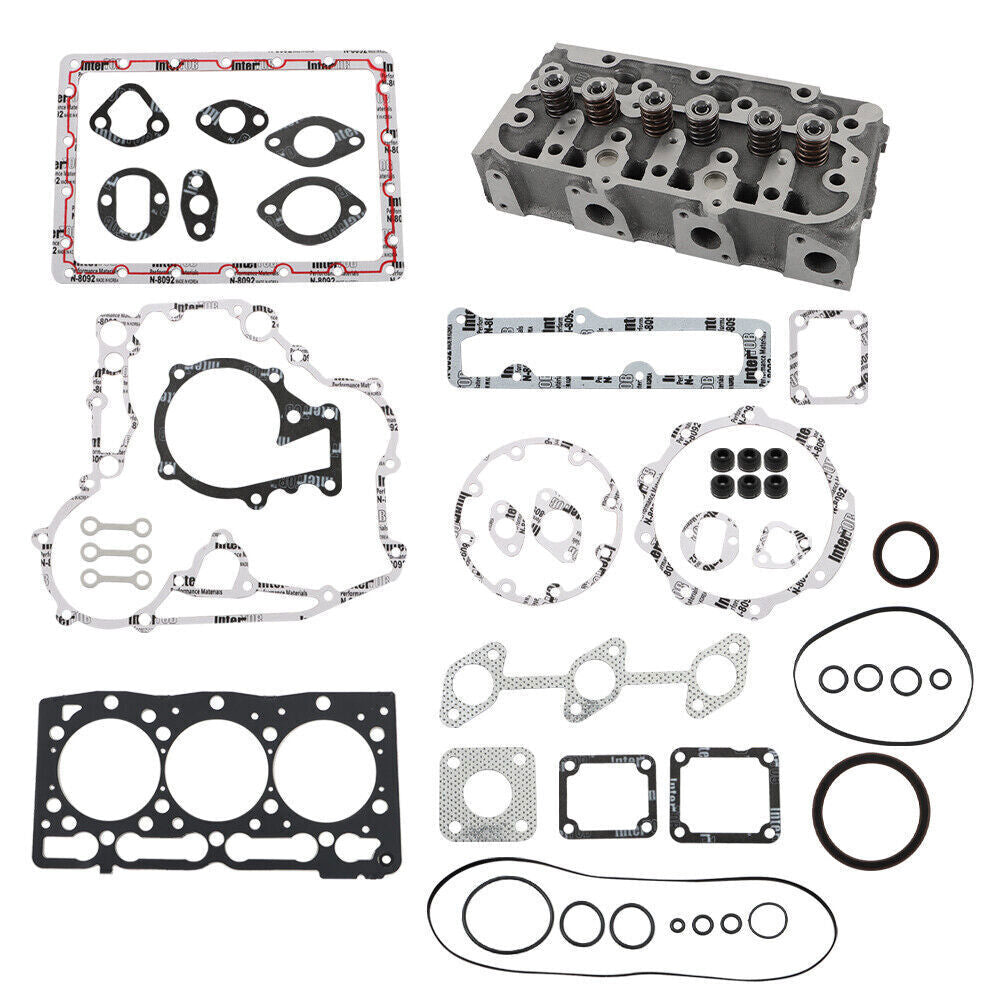 Complete Cylinder Head w/ Valves Gasket Kit For Kubota D1305 B26 FZ2400 RTV1100