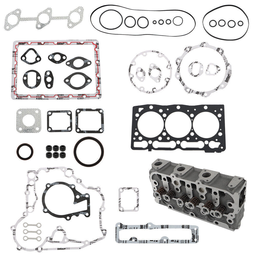 Complete Cylinder Head w/ Valves Gasket Kit For Kubota D1305 B26 FZ2400 RTV1100