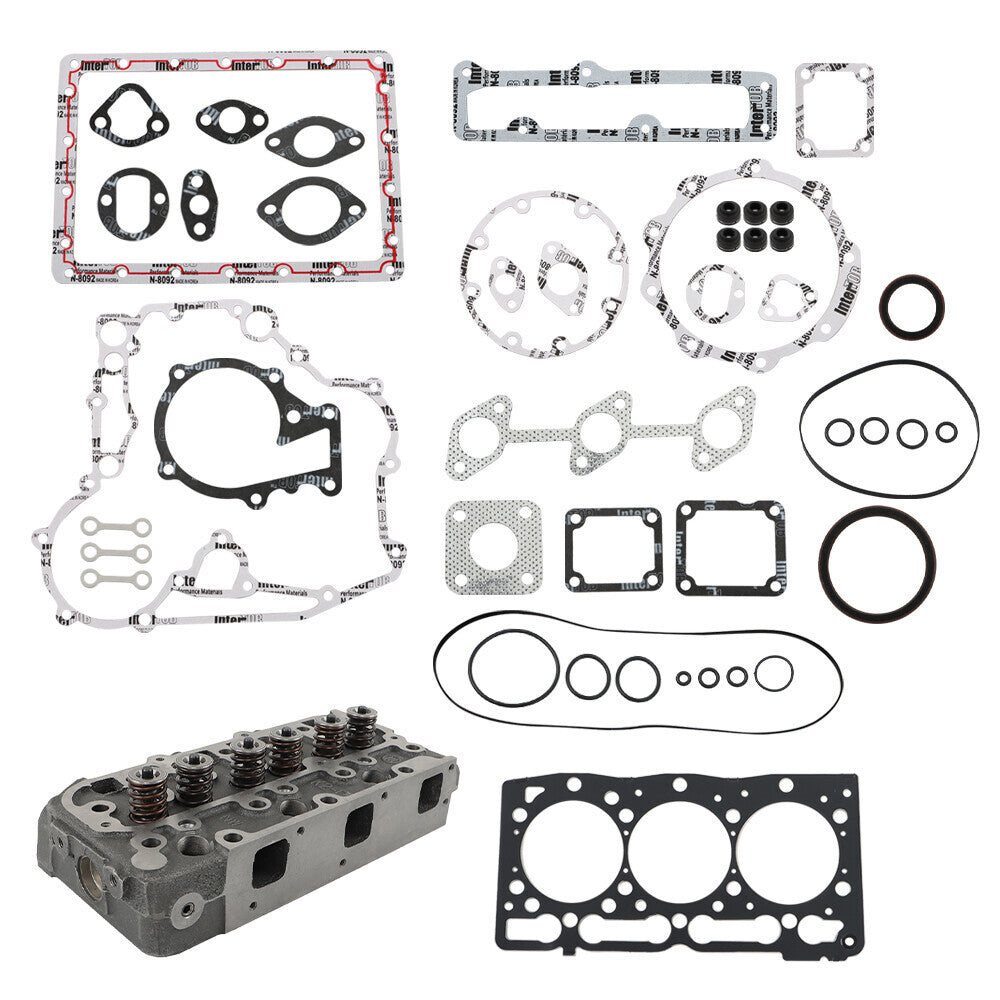 Complete Cylinder Head w/ Valves Gasket Kit For Kubota D1305 B2620 RTV1100