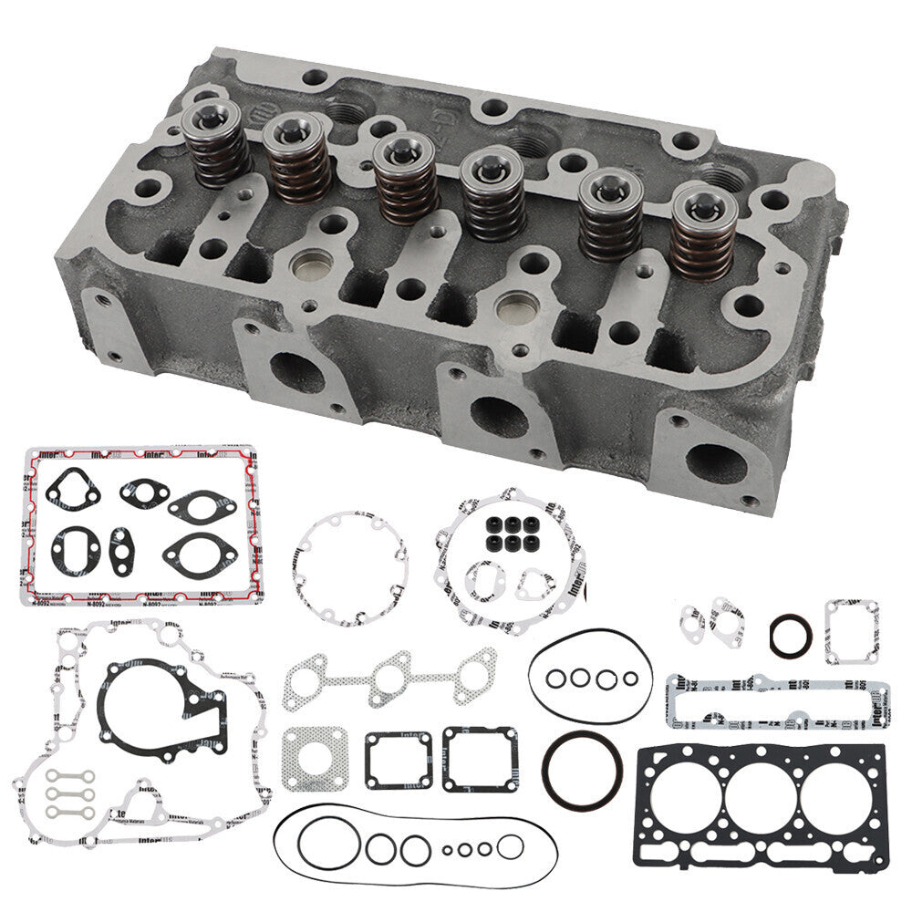 Complete Cylinder Head w/ Valves Gasket Kit For Kubota D1305 B2620 RTV1100