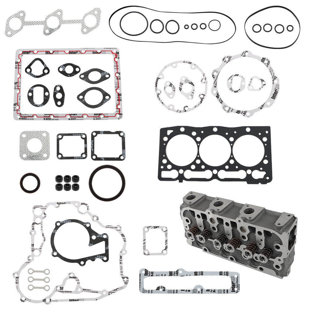 Complete Cylinder Head w/ Valves Gasket Kit For Kubota D1305 B2620 RTV1100