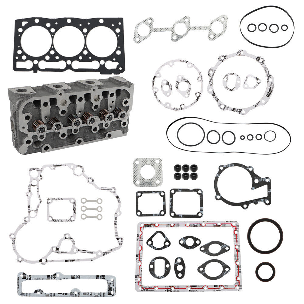 Complete Cylinder Head w/ Valves Gasket Kit For Kubota D1305 B2620 RTV1100