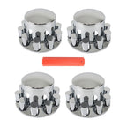 Rear 33mm Chrome Semi Truck Wheel Axle Covers w/ Hub Caps Lug Nuts Set of 4
