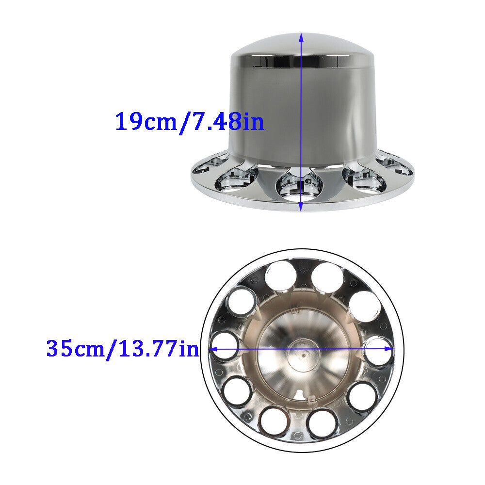 Rear 33mm Chrome Semi Truck Wheel Axle Covers w/ Hub Caps Lug Nuts Set of 4
