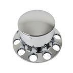 Rear 33mm Chrome Semi Truck Wheel Axle Covers w/ Hub Caps Lug Nuts Set of 4