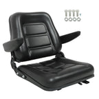 Universal Forklift Seat PVC Tractor Seat Foldable W/ Armrests & Safety Switch