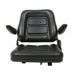 Universal Forklift Seat PVC Tractor Seat Foldable W/ Armrests & Safety Switch