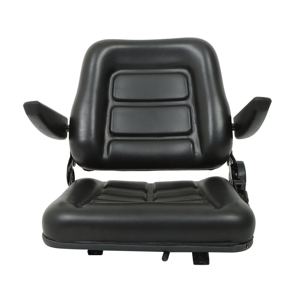 Universal Forklift Seat PVC Tractor Seat Foldable W/ Armrests & Safety Switch