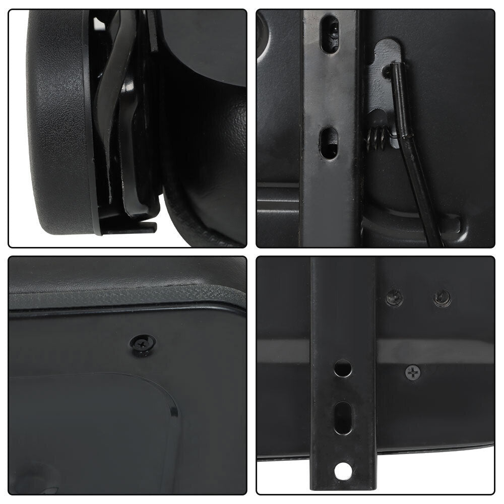 Universal Forklift Seat PVC Tractor Seat Foldable W/ Armrests & Safety Switch
