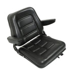 Universal Forklift Seat PVC Tractor Seat Foldable W/ Armrests & Safety Switch