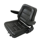 Universal Forklift Seat PVC Tractor Seat Foldable W/ Armrests & Safety Switch