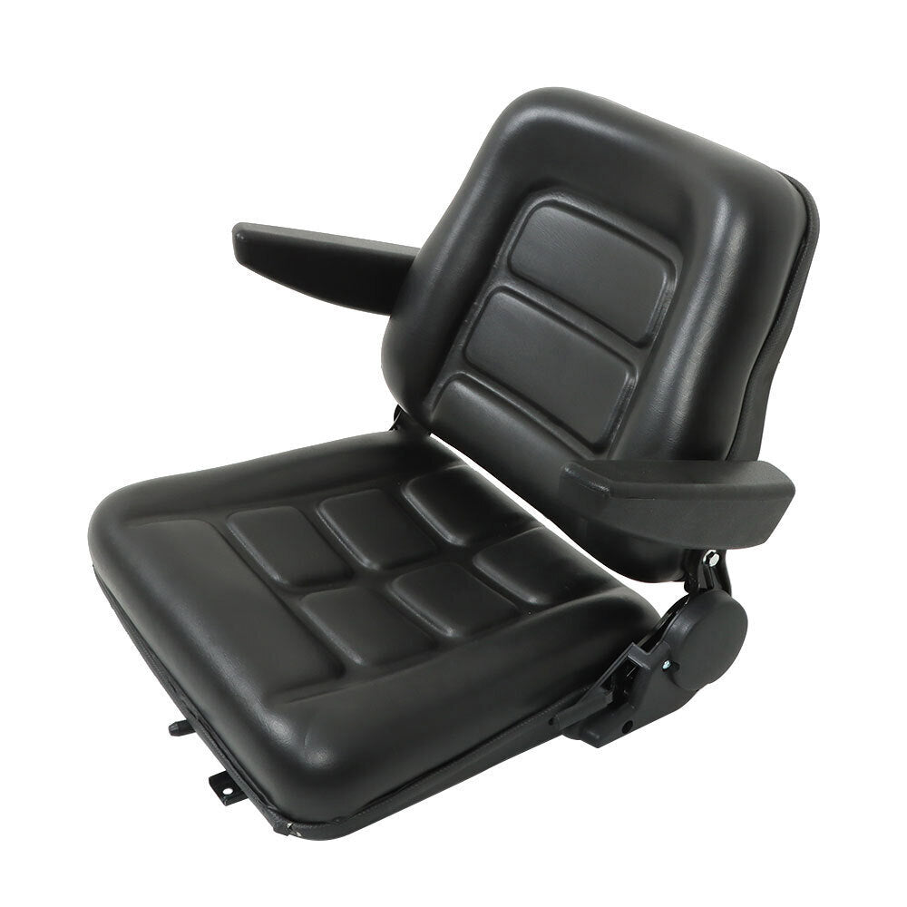 Universal Forklift Seat PVC Tractor Seat Foldable W/ Armrests & Safety Switch