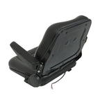 Universal Forklift Seat PVC Tractor Seat Foldable W/ Armrests & Safety Switch