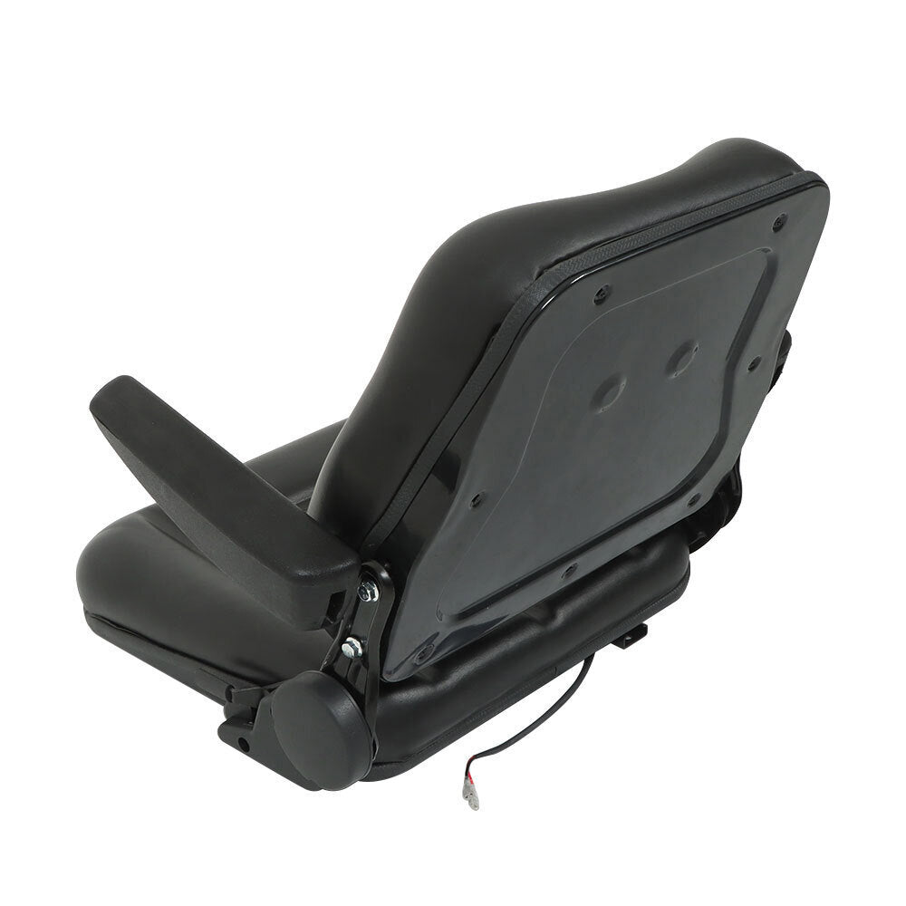 Universal Forklift Seat PVC Tractor Seat Foldable W/ Armrests & Safety Switch