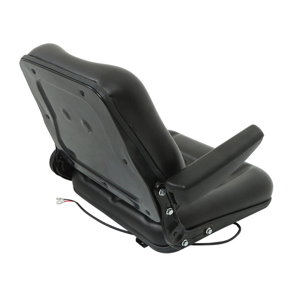Universal Forklift Seat PVC Tractor Seat Foldable W/ Armrests & Safety Switch