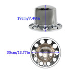 Chrome Semi Truck Rear 33mm Wheel Axle Covers w/ Hub Caps Lug Nuts Set of 4