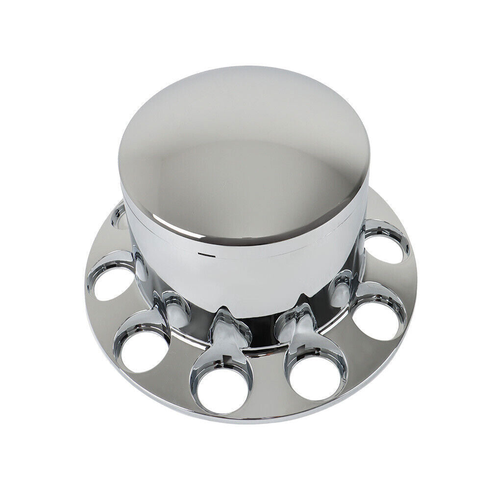 Chrome Semi Truck Rear 33mm Wheel Axle Covers w/ Hub Caps Lug Nuts Set of 4