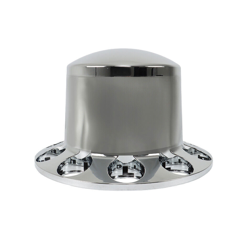 Chrome Semi Truck Rear 33mm Wheel Axle Covers w/ Hub Caps Lug Nuts Set of 4