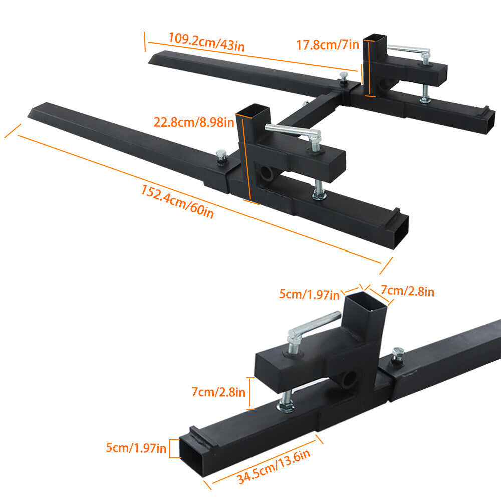 2000lbs Clamp on Pallet Forks Loader Bucket Skidsteer Tractor 60" Universal