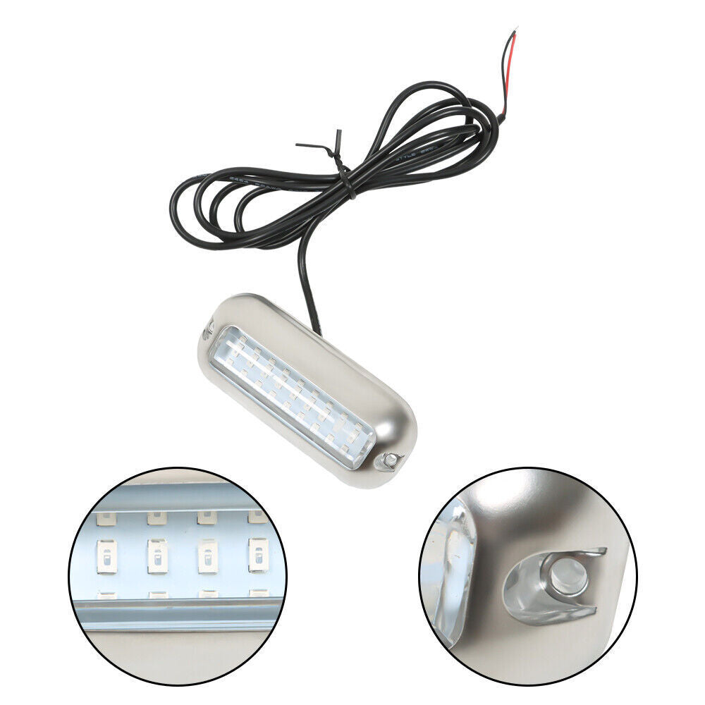 Pair 27 LED Marine Light Boat Lights Stainless Steel Yacht Underwater Lamp Blue