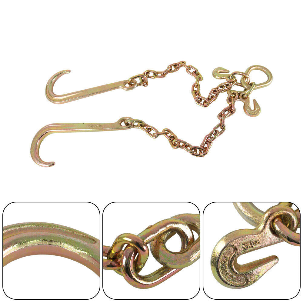 2' ft G70 Tow Chain 5/16" J-Hooks V-Chain Flatbed Truck Rollback Wrecker Carrier