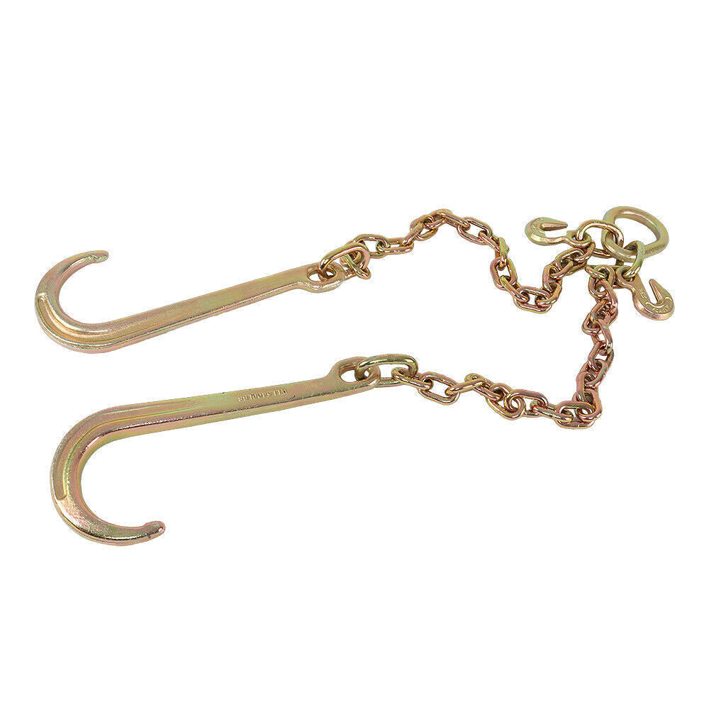 2' ft G70 Tow Chain 5/16" J-Hooks V-Chain Flatbed Truck Rollback Wrecker Carrier