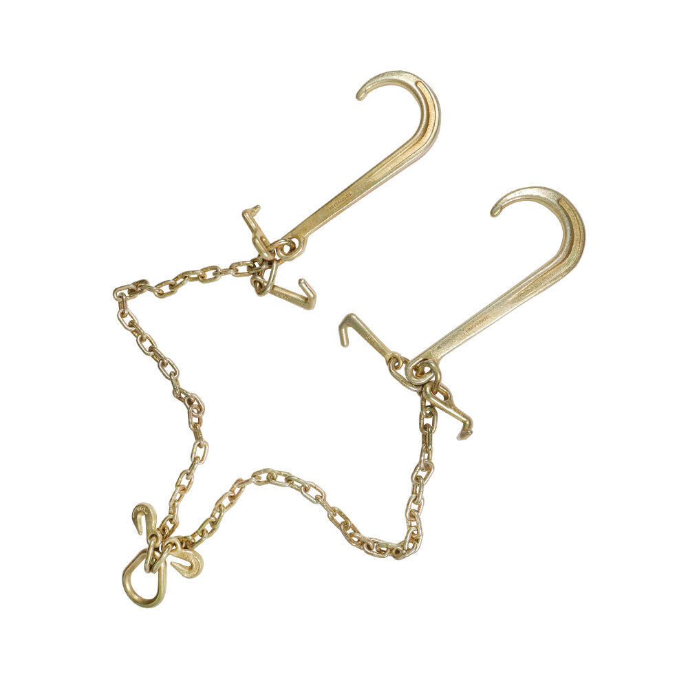 V-Chain Bridle w/15" Large J Hooks,T- Hook&J-Hook w/ Grab Hooks 3' 5/16" G70 New