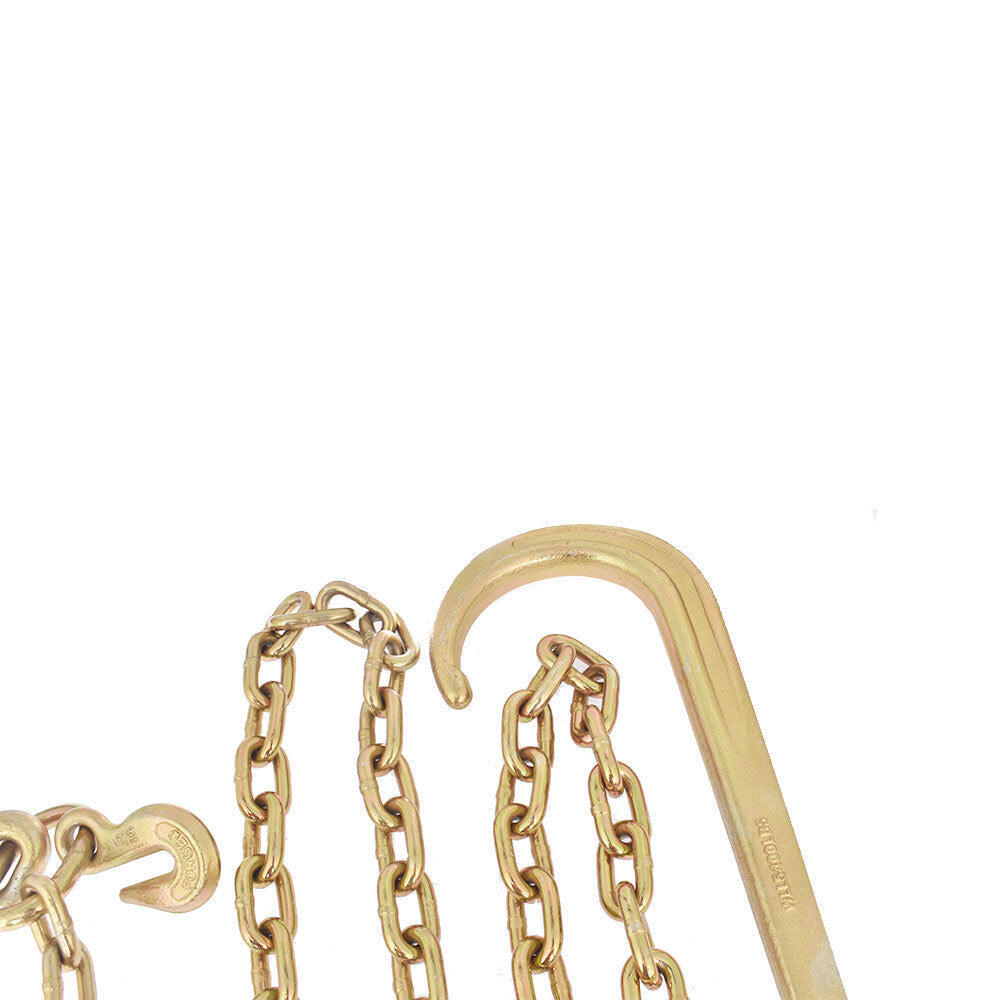 5/16 x 8 FT GRADE 70 Wrecker Tow Chain 15" J Hook Hook Rollback Carrier Axle