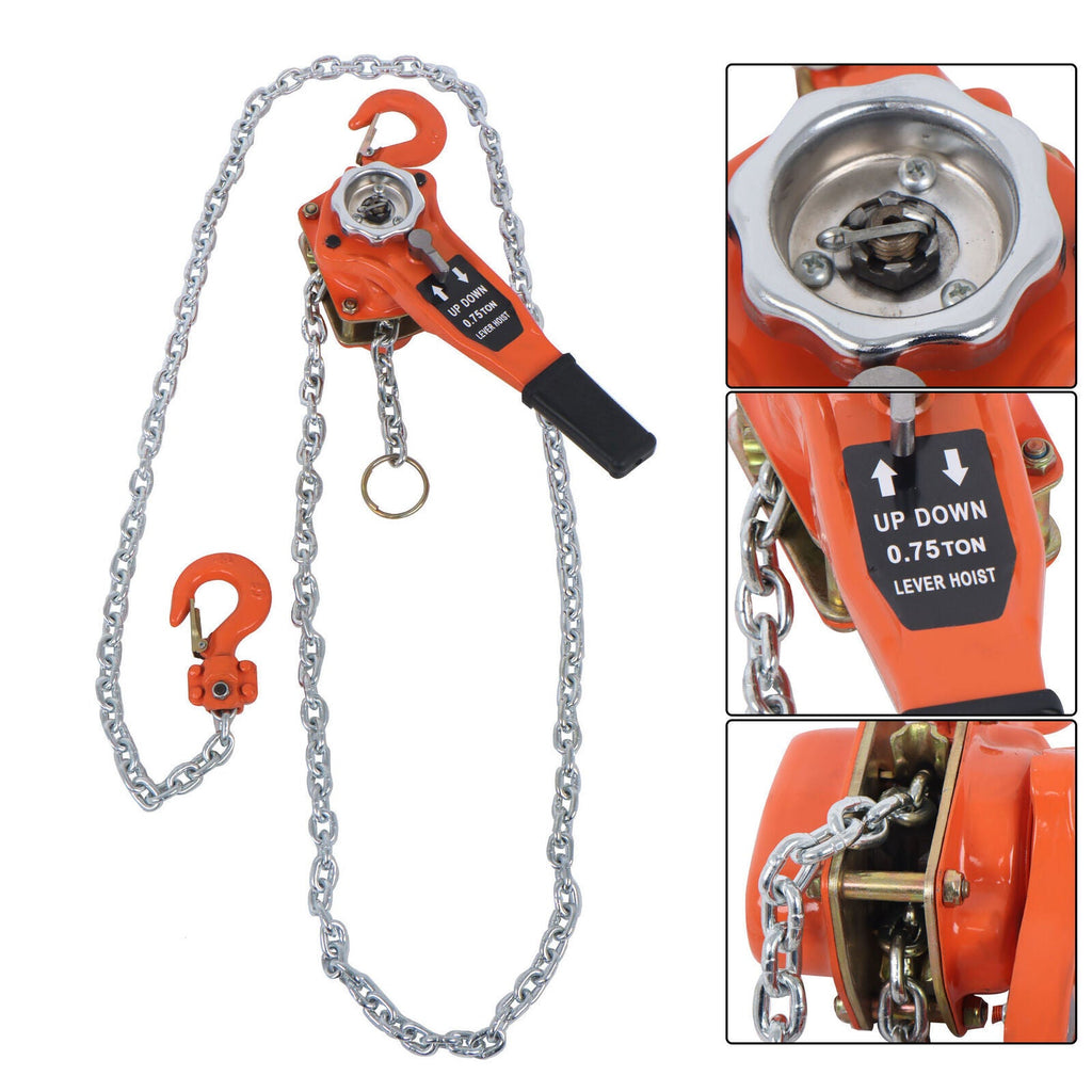 3/4 Ton 1650 lbs Capacity Come Along Manual Lever Chain Hoist 10FT G80 Chain