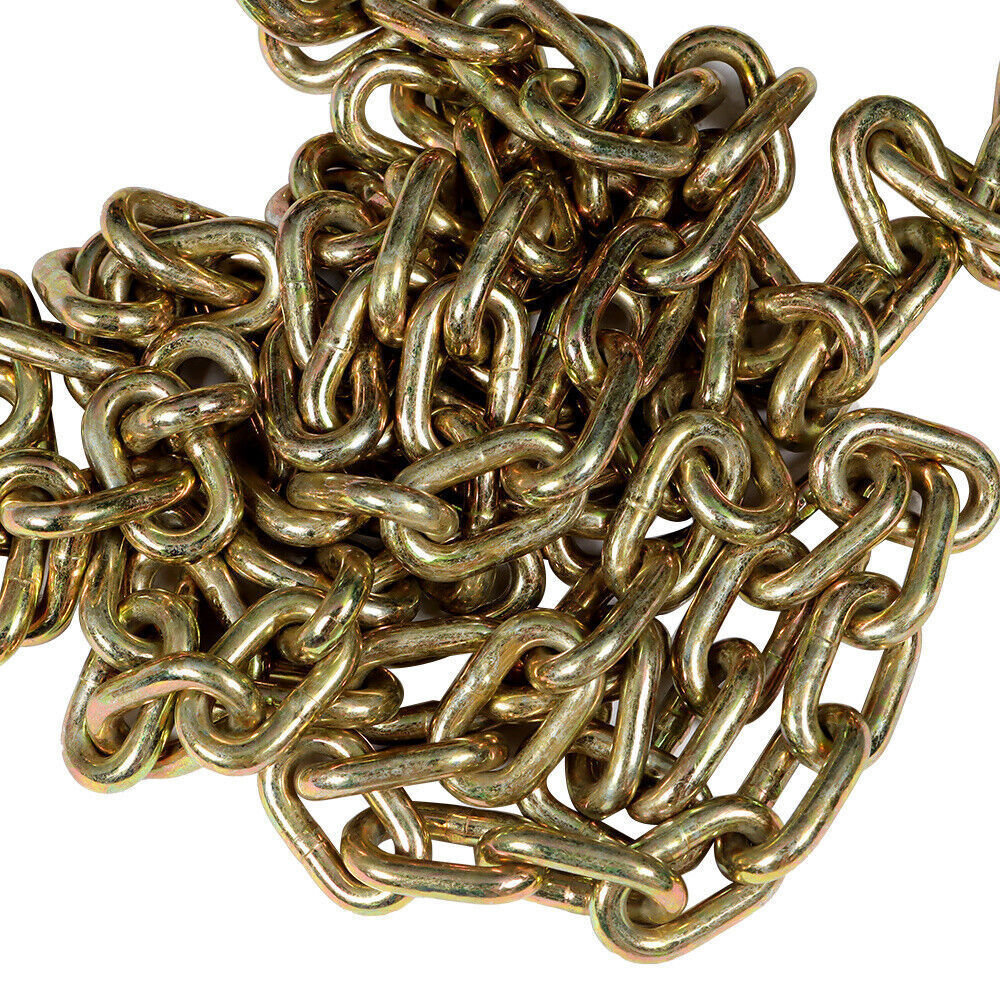2× G70 5/16''x10' Transport Tow Chain J Hook Long Shank w/ R T J&Grab Hook