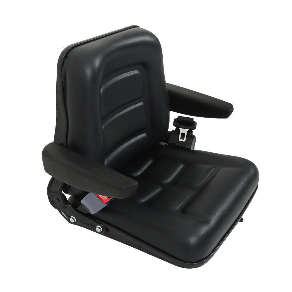 Forklift Seat PVC Universal Adjustable Backrest Tractor Seat Safety Belt Armrest
