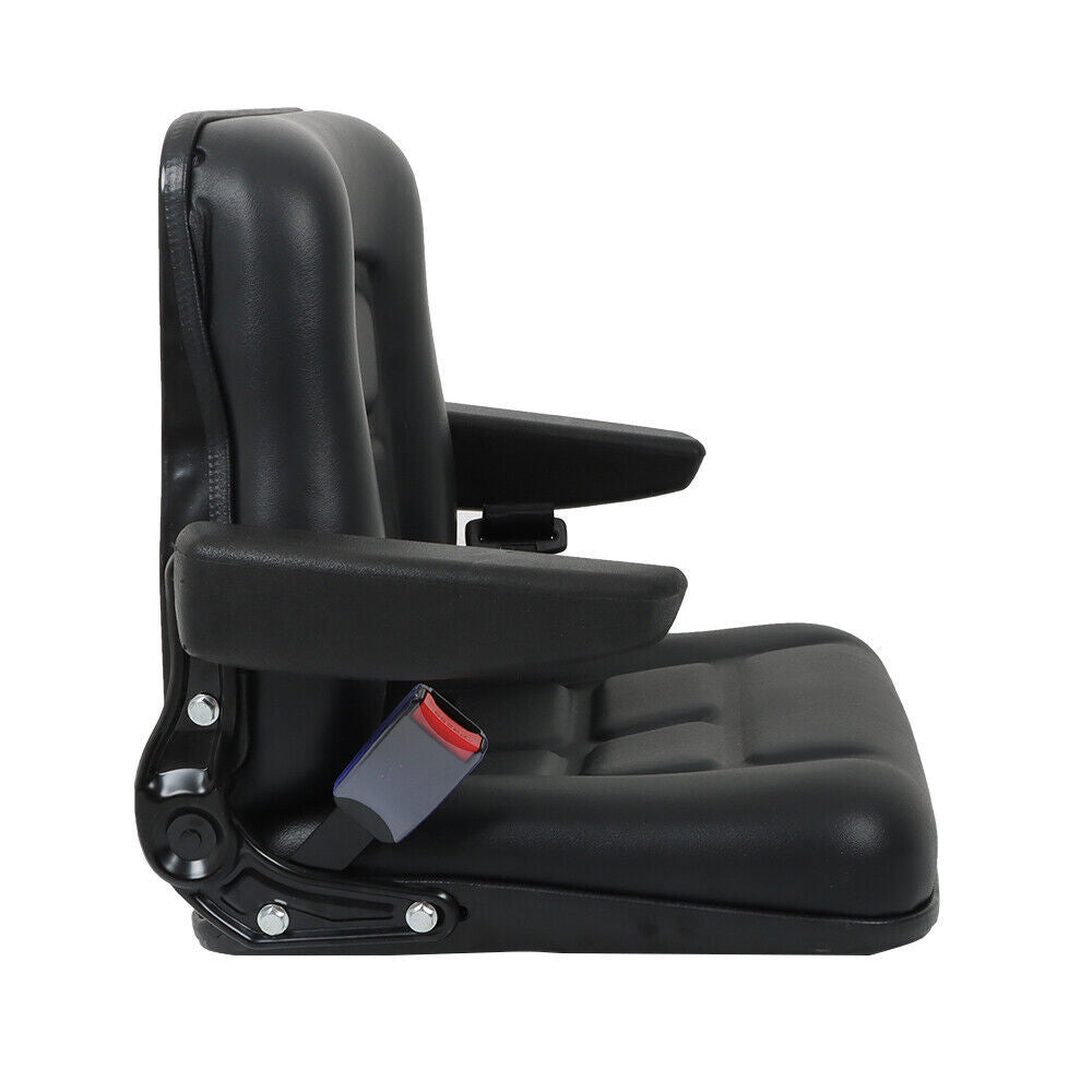 Forklift Seat PVC Universal Adjustable Backrest Tractor Seat Safety Belt Armrest