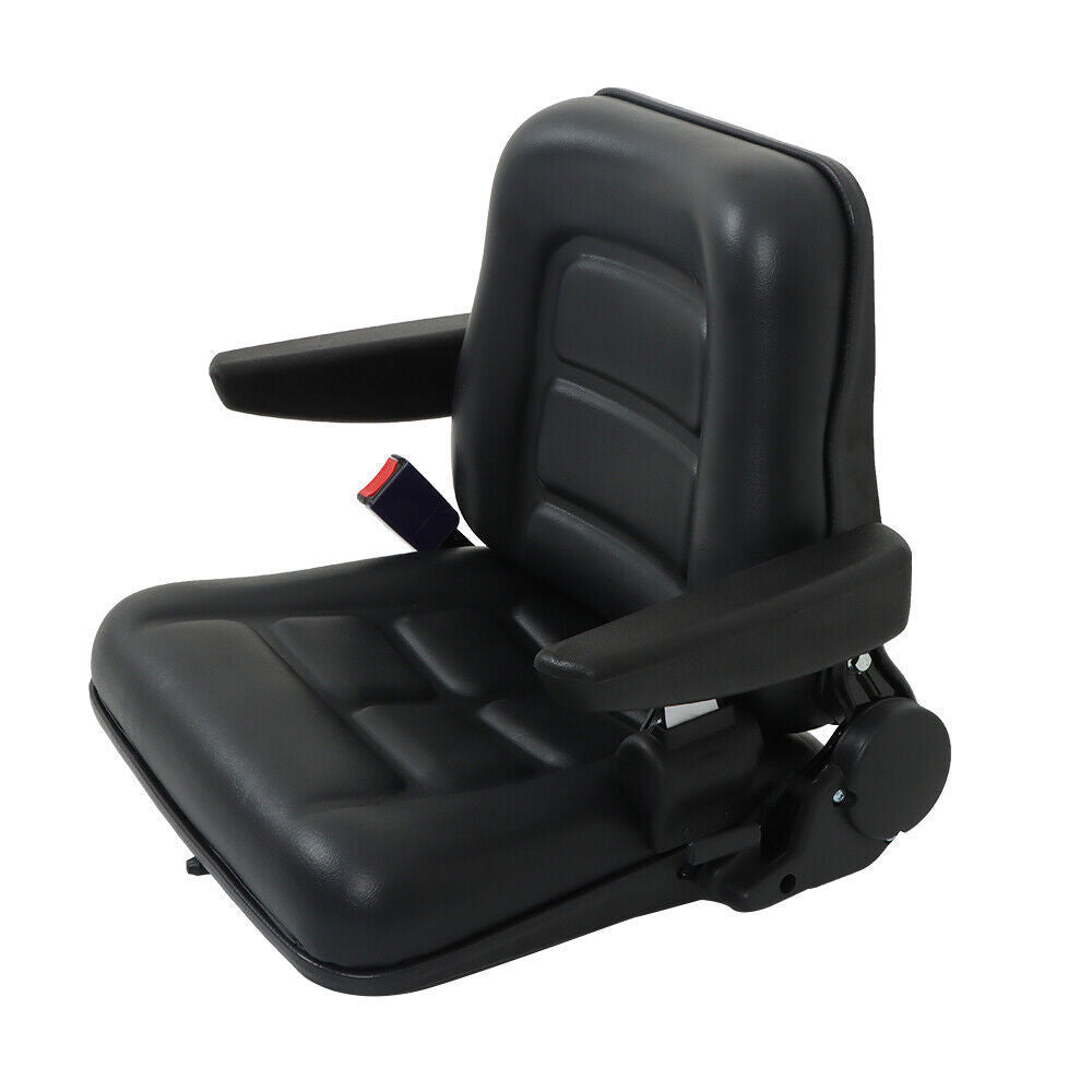 Forklift Seat PVC Universal Adjustable Backrest Tractor Seat Safety Belt Armrest