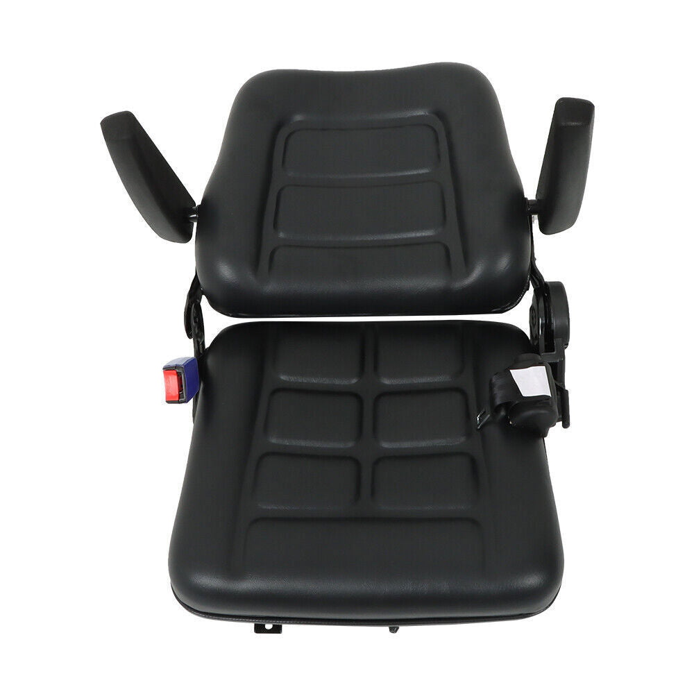 Forklift Seat PVC Universal Adjustable Backrest Tractor Seat Safety Belt Armrest