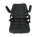 Forklift Seat PVC Universal Adjustable Backrest Tractor Seat Safety Belt Armrest