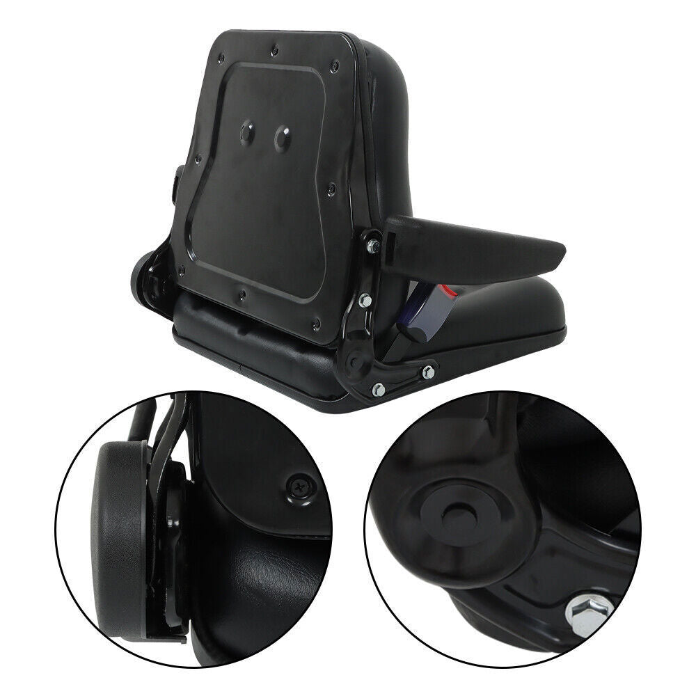 Forklift Seat PVC Universal Adjustable Backrest Tractor Seat Safety Belt Armrest