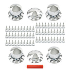 Chrome Hub Cover Kit 33mm Front & Rear Semi Truck Wheel Axle Covers Spiked