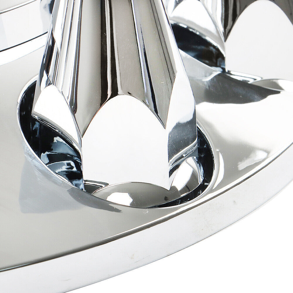 Chrome Hub Cover Kit 33mm Front & Rear Semi Truck Wheel Axle Covers Spiked